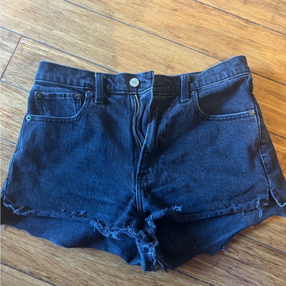 Abercrombie & Fitch Black Jean Shorts Distressed Cut-Off